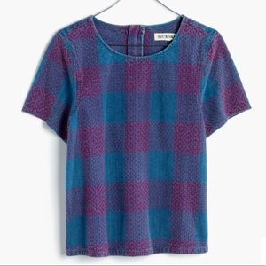 Madewell river & thread Japanese denim top